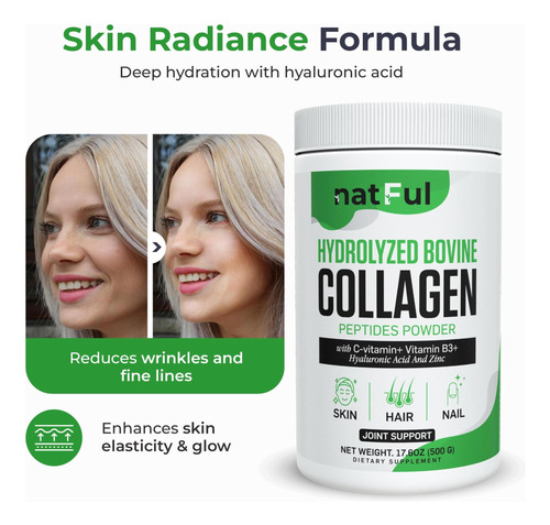 Pó De Peptídeos De Colágeno Natura Colágeno Bovino Com C E - Imagem 4