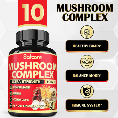 Suplemento Satoomi Mushroom Complex 10 Em 1 90 Cápsulas - Imagem 5
