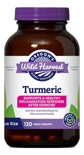 Oregons Wild Harvest Turmeric 120 Count - Cápsulas De Cúrcum