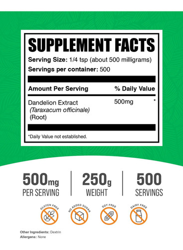 Suplemento Bulksupplements.com Extrato De Raiz De Dente-de-l - Imagem 2