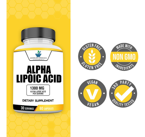 Suplemento De Ácido Alfa Lipóico American Standard 1300 Mg 6 - Imagem 4