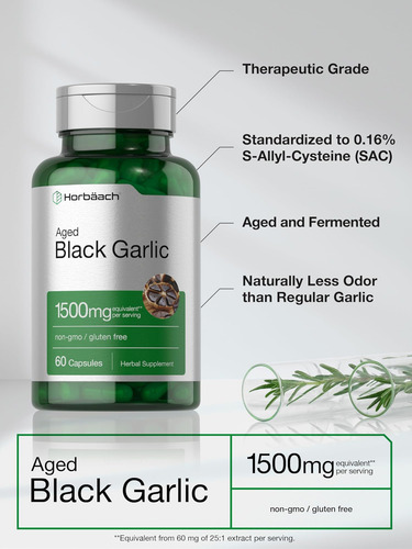 Cápsulas De Alho Preto Envelhecido Horbäach 1500mg 60 Cont - Imagem 4