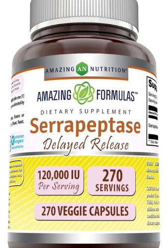 Amazing Nutrition Serrapeptasa 120000iu 270 Cápsulas Veganas