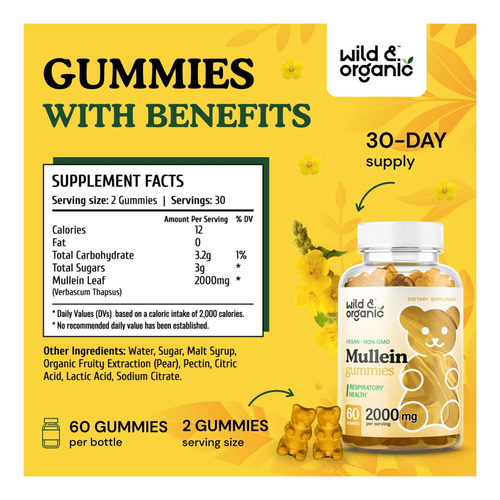 Gummies De Mulleína Selvagem E Orgânica Para Lungs 2000mg E - Imagem 3