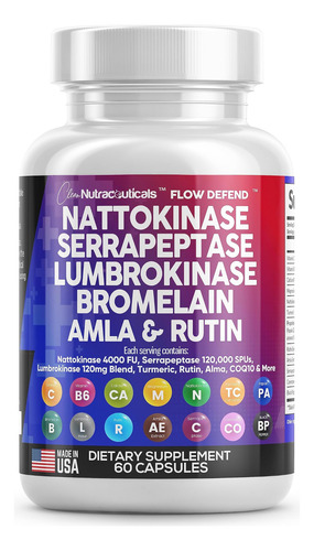 Clean Nutraceuticals Nattokinase 4000 Fu E Serrapeptase Spu - Imagem 8