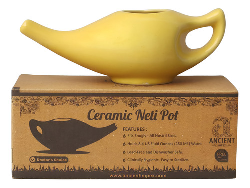 Pote De Neti De Cerâmica Do Impex Antigo 250 Ml De (amarelo)