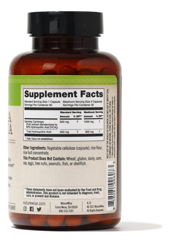 Naturewise Garcinia Cambogia Extrato Com Hca Concentrado - Imagem 9