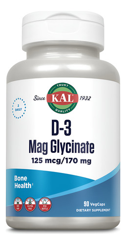 Suplemento Kal De Vitamina D3 E Glicinato De Magnésio 90 Veg
