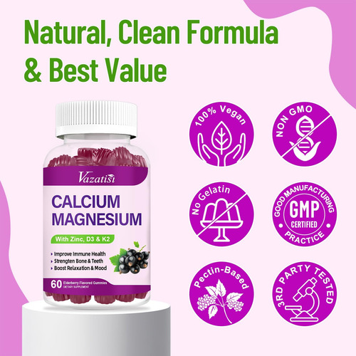 Gomas De Cálcio Magnésio E Zinco 1000 Mg Com Vitamina D3 E - Imagem 7