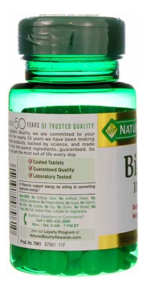 Suplemento Nature"s Bounty Biotina 1000mcg Comprimidos 100x - Imagem 8