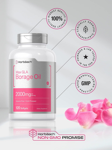 Cápsulas De Óleo De Borragem Horbäach 2000 Mg 120 Softgels - Imagem 5