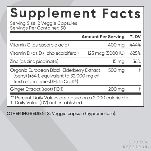 Sports Research Sabugueiro + D3 5000iu Com Zinco Gengibr... - Imagem 6