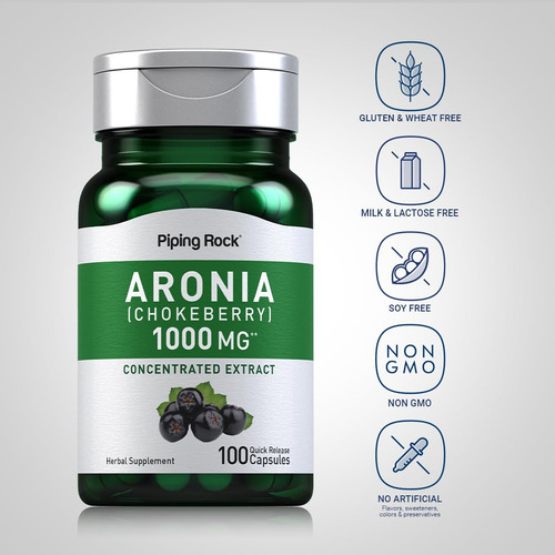 Suplemento Piping Rock Aronia Berry Capsules 1000 Mg 100 Com - Imagem 3