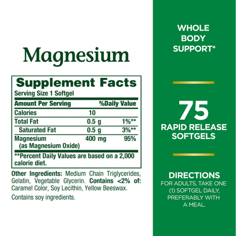 Nature"s Bounty Magnésio 400 Mg 75 Cápsulas Gelatinosas - Imagem 2
