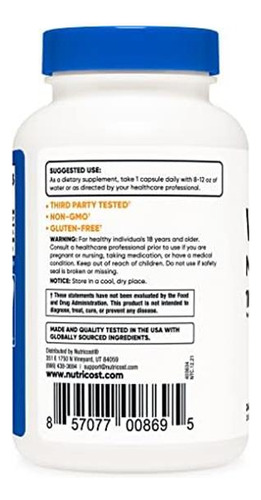 Nutricost Vitamina K2 (mk4) 240 Cápsulas (100mcg) - Sem Glút - Imagem 3