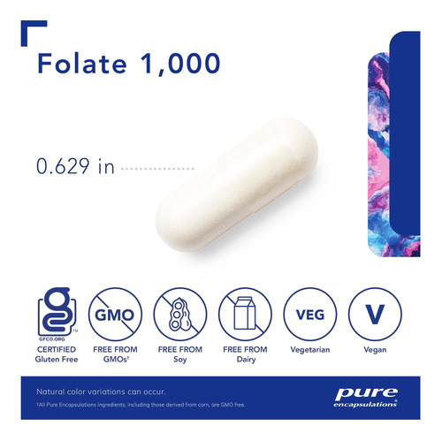 Pure Encapsulations Folate 1000 - Metafolin L-5-mthf - Suple - Imagem 3
