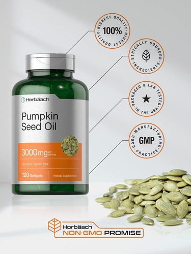Óleo De Semente De Abóbora Horbäach 3000mg 120 Cápsulas - Imagem 5