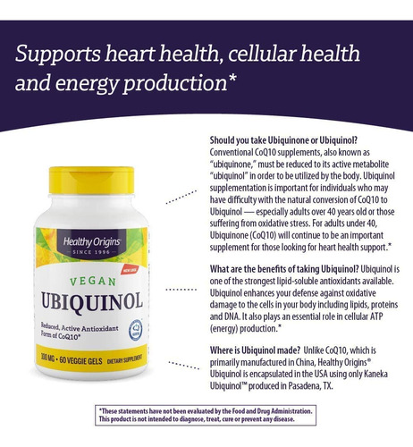 Suplemento Healthy Origins Ubiquinol 100mg 60 Géis Vegetaria - Imagem 6