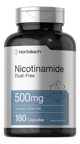 Horbäach Nicotinamida 500mg 180 Cápsulas Suplemento Diet