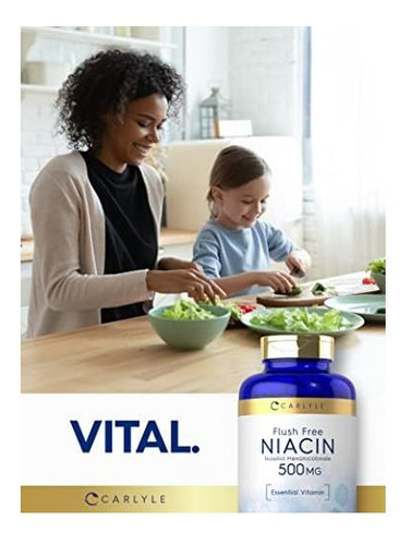 Carlyle Niacin Flush Free 500mg 220 Cápsulas Vitamina Es - Imagem 6