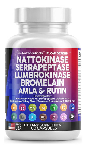 Clean Nutraceuticals Nattokinase 4000 Fu E Serrapeptase Spu