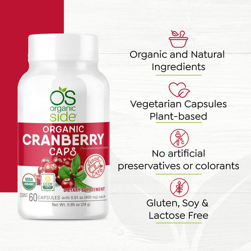 Supplement Os Organic Side Organic Cranberry 60 Capsules - Imagem 6