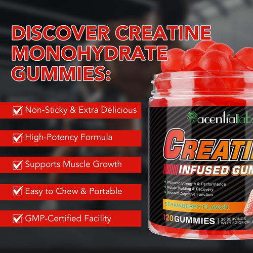 Gomas De Creatina Para Homens E Mulheres 120 Unid 5000 Mg - Imagem 5