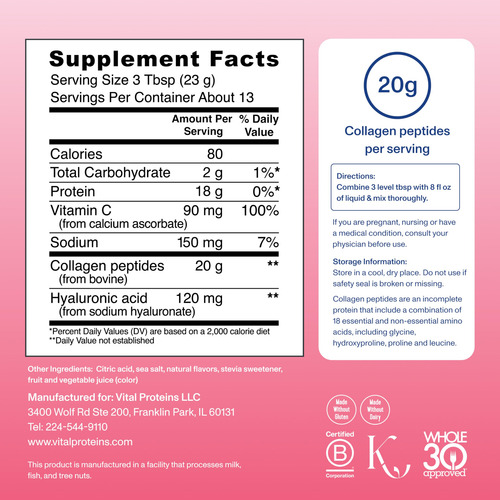 Suplemento Vital Proteins Peptídeos De Colágeno Avançados 30 - Imagem 4