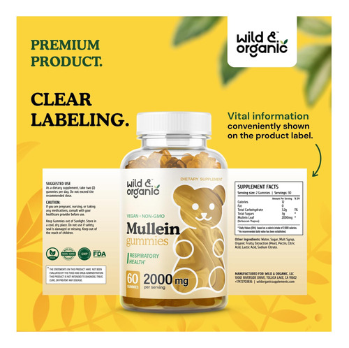 Gummies De Mulleína Selvagem E Orgânica Para Lungs 2000mg E - Imagem 8