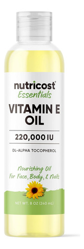 Óleo Essencial De Vitamina E Nutricost (8 Onças 230.000 Ui)