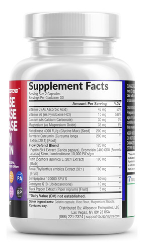 Clean Nutraceuticals Nattokinase 4000 Fu E Serrapeptase Spu - Imagem 3