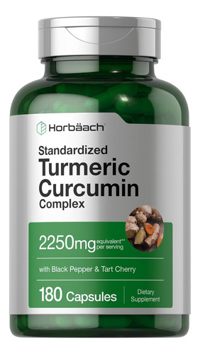 Horbäach Turmeric Curcumin Supplement 2250mg 180 Caps...