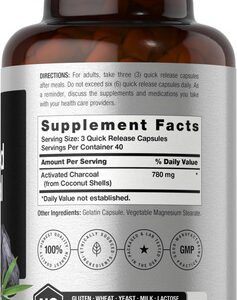 Comprimidos De Carvão Horbäach 780mg 120 Cápsulas Carvão