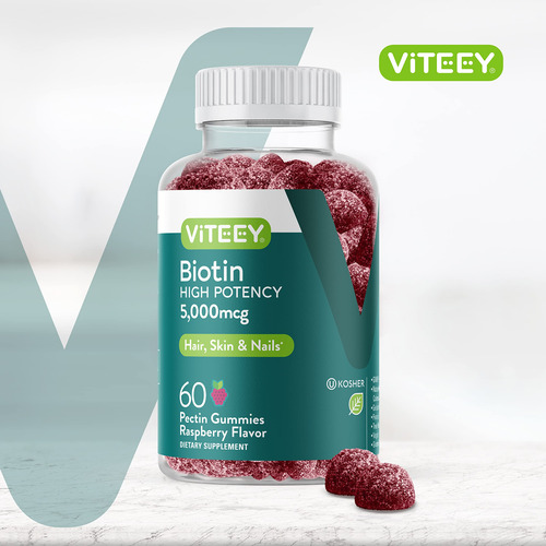 Gomas De Biotina Viteey 5.000 Mcg Para Cabelo Pele E Unhas - Imagem 2