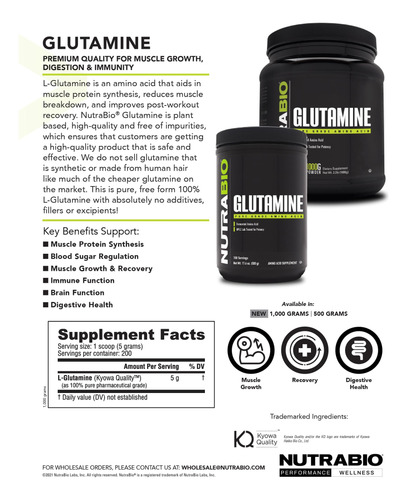 Suplemento De L-glutamina Nutrabio Pure Grade 500g Em Pó - Imagem 8