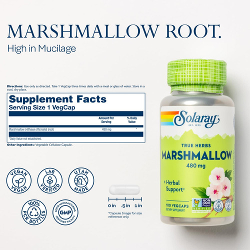Suplemento Solaray: Cápsulas De Raiz De Marshmallow 480 Mg - Imagem 2