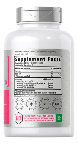 Cápsulas De Óleo De Borragem Horbäach 2000 Mg 120 Softgels - Imagem 2