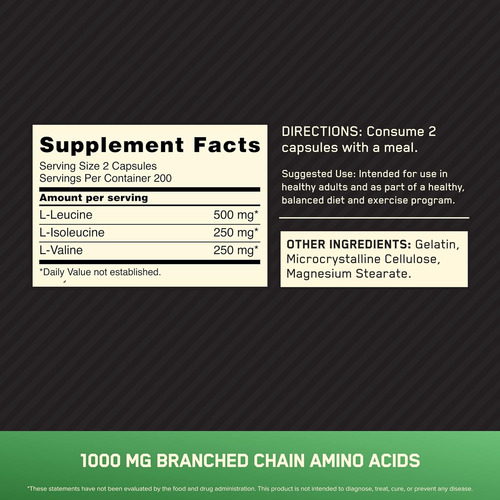 Suplemento Deportivo Optimum Nutrition Bcaa 400 Cápsulas - Imagem 2