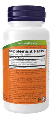 Now Foods Supplements Curcubrain 400 Mg Com Longvida® Curc - Imagem 2