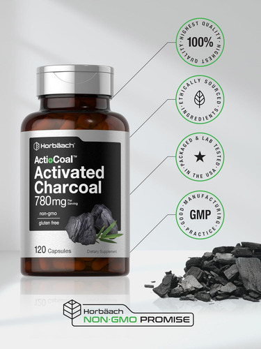 Comprimidos De Carvão Horbäach 780mg 120 Cápsulas Carvão - Imagem 5