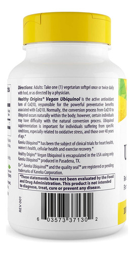 Suplemento Healthy Origins Ubiquinol 100mg 60 Géis Vegetaria - Imagem 3
