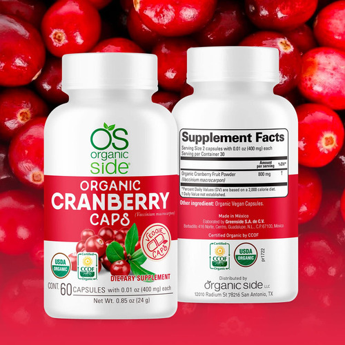 Supplement Os Organic Side Organic Cranberry 60 Capsules - Imagem 5