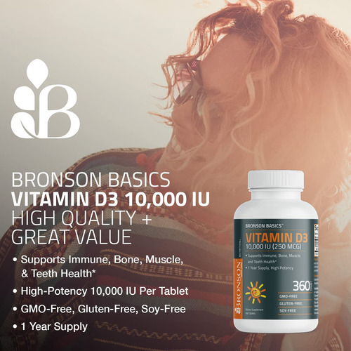 Suprimento De 10 Anos De Vitamina D3 Bronson 10.000 Ui (250 - Imagem 3