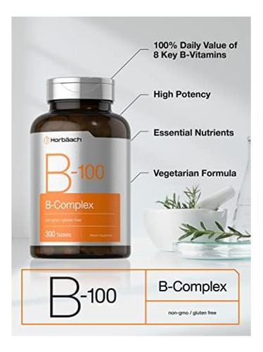 Vitamina B-100 Horbäach Com Alta Potência 300 Comprimidos - Imagem 3