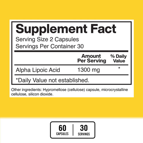 Suplemento De Ácido Alfa Lipóico American Standard 1300 Mg 6 - Imagem 2