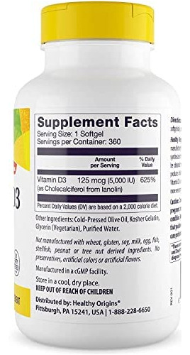 Vitamina D3 Saudável 5.000 Ui (sem Ogm Potência Suporte Ó - Imagem 2