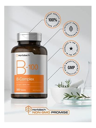 Vitamina B-100 Horbäach Com Alta Potência 300 Comprimidos - Imagem 5