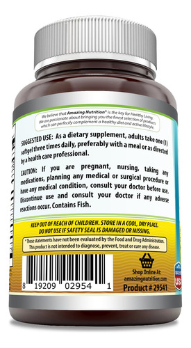 Suplemento Amazing Omega 3.6.9 1200 Mg 120 Cápsulas Gelatino - Imagem 3
