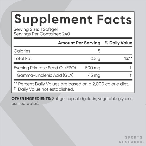 Óleo De Prímula De Pesquisa Esportiva (500 Mg) Prensado A Fr - Imagem 3