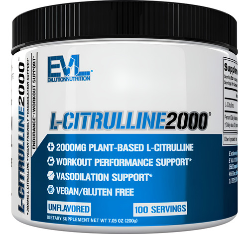 Suplemento Evolution L-citrulina 2000 Óxido Nítrico 2g 100 S